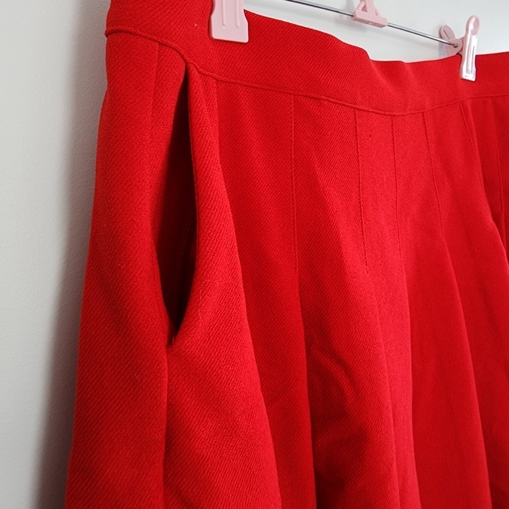Chic Red Mini Skirt Pleated Sz XL Preppy Academia Unlined Dopamine Pop Color Pop - Picture 3 of 8